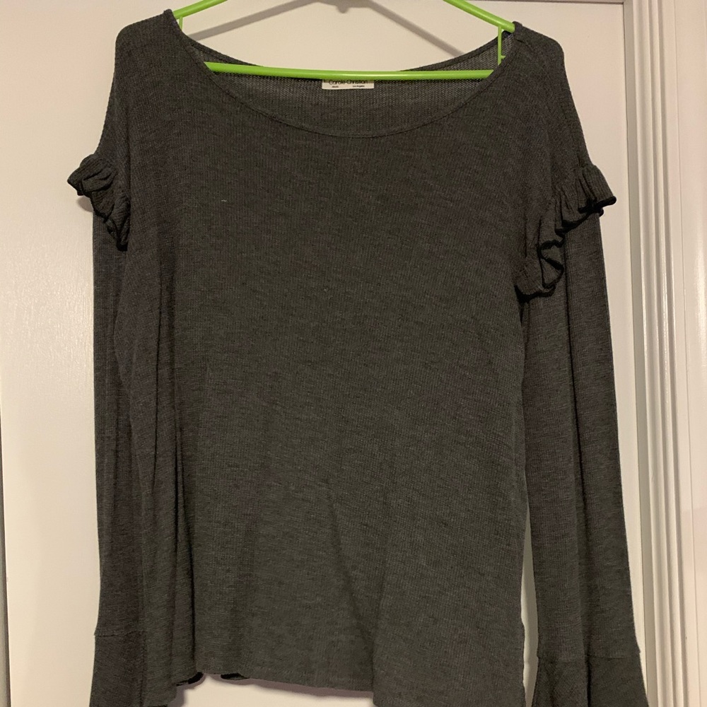 Grey Sweater with Bell Sleeves